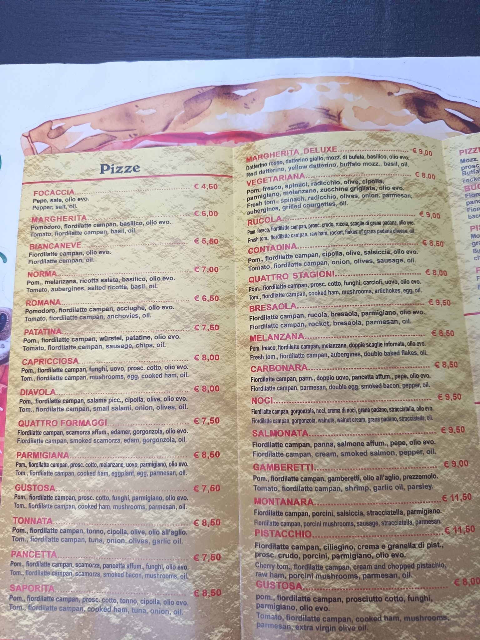 Listino pizze PizzicÀ